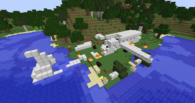 Blocky crashed plane